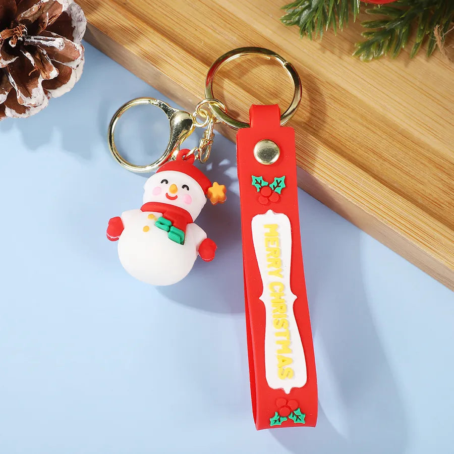 Cute Santa Claus PVC Flexible Glue Keychain Pendant Cartoon Snowman Toy Bag Bag Charm Holiday Small Gift