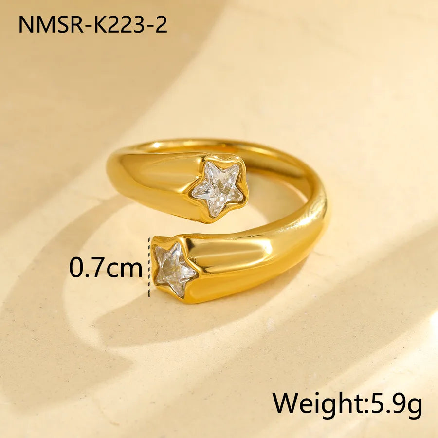 Wholesale Jewelry IG Style Elegant Exaggerated Pentagram Heart Shape 304 Stainless Steel Open Rings