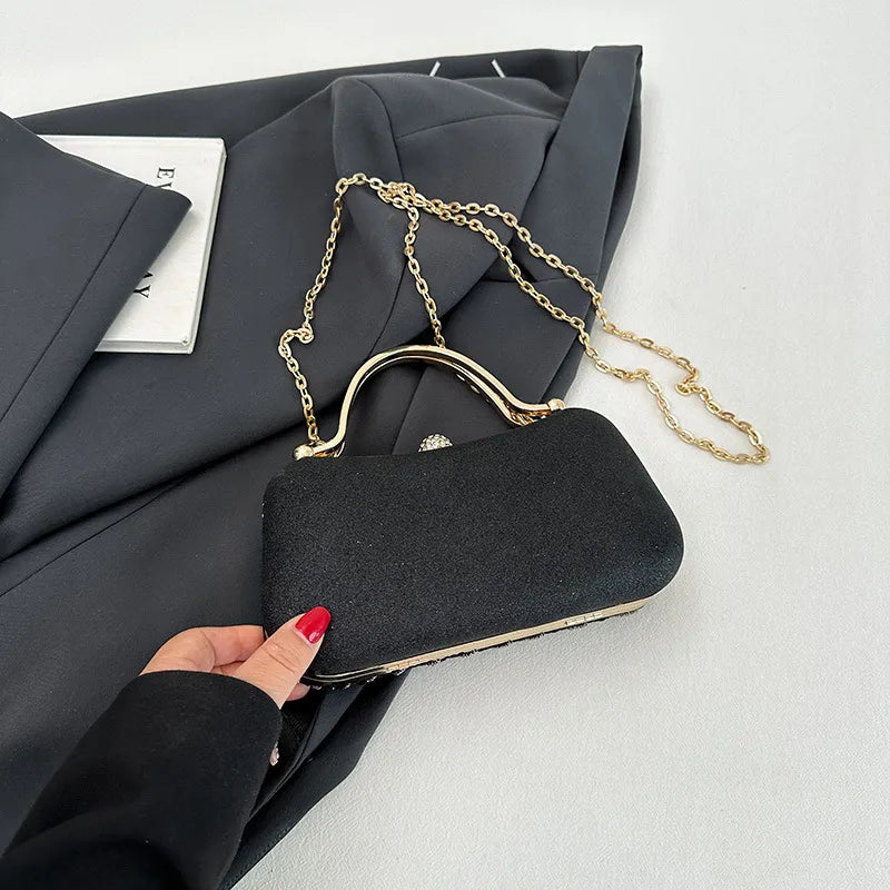 Silver Gold Black PVC Solid Color Sequins Square Evening Bags