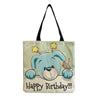 Women's Cute Animal Cartoon Linen Shopping bags
