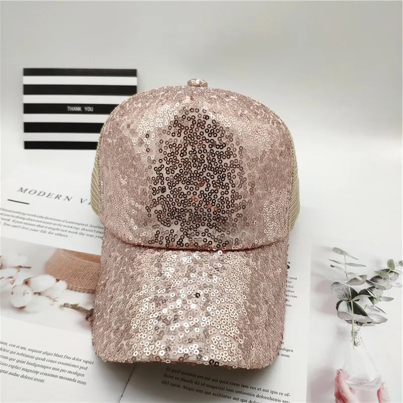 Hat Women's Spring and Autumn Korean Style Trendy  Student Street Sequin Cap Casual Fashion Summer Sunscreen Baseball Cap