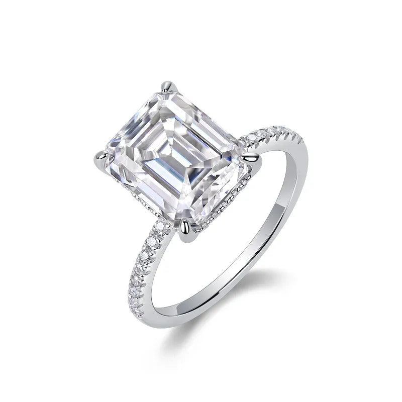 Moissanite 925 Sterling Silver Rings GRA Certificate Geometric Rings