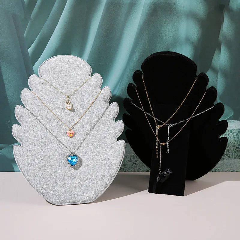 Flame Board Pendant Necklace Display Stand Earring Jewelry Counter Velvet Cloth Jewelry Shooting Props Artistic Style Leaf Pattern