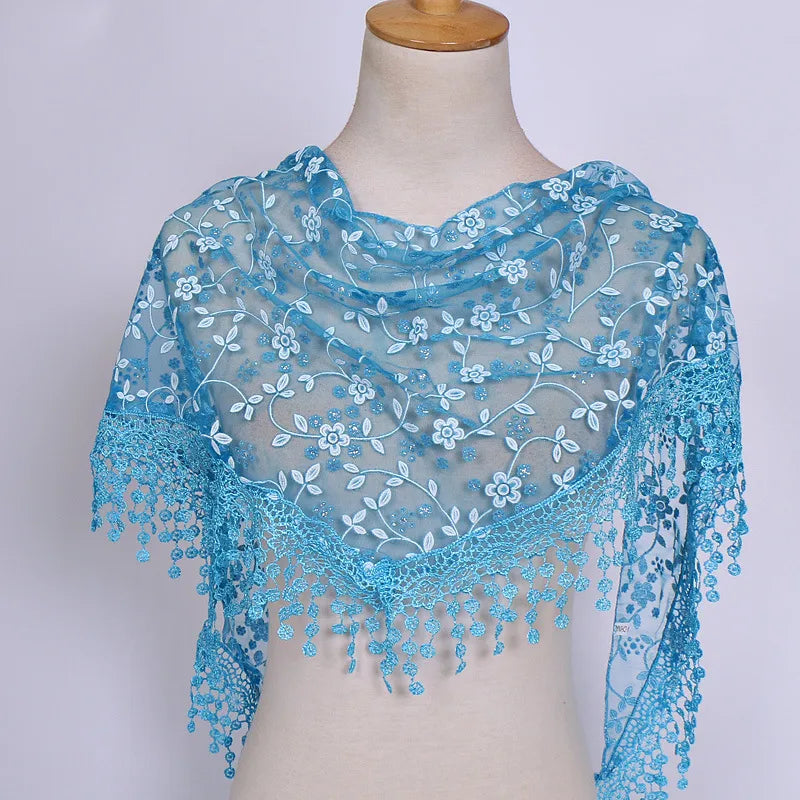 fashion flower polyester lace chiffon scarves