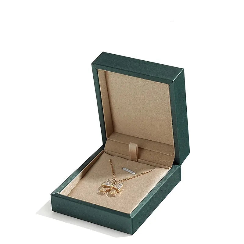Dark Green Leather Jewelry Box Ring Stud Earrings Bracelet Box Necklace Display Jewelry Box Jewelry Storage Box Spot Wholesale