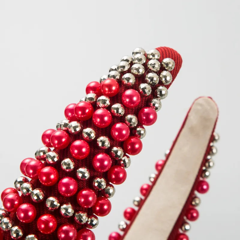 fashion thick sponge pearl headband female online influencer retro headband high skull top hair accessories