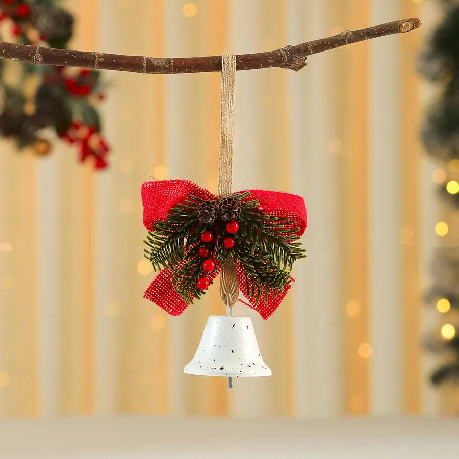 Iron Art Bell Butterfly Knot Red Fruit Pine Branch Decoration Christmas Tree Ornament Door Hanging Christmas Decorations