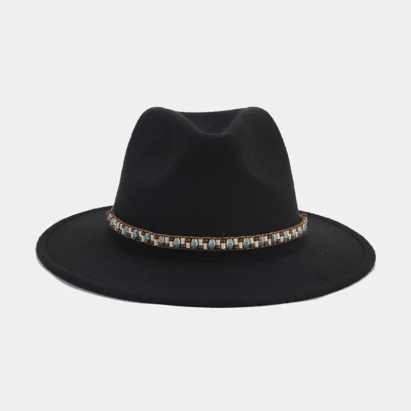 women's elegant basic solid color big eaves fedora hat