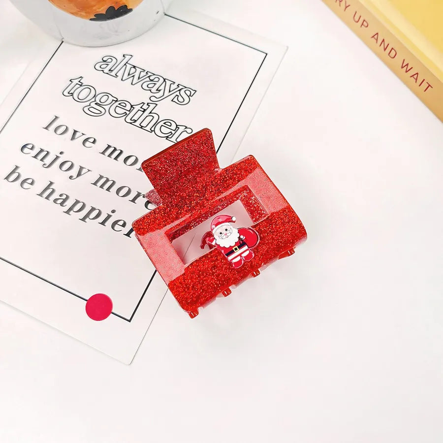 Christmas Acrylic Sparkle Hair Accessories Small Shark Tail Clip Half Updo Hair Clip Festive Cute Female Style Winter Universal