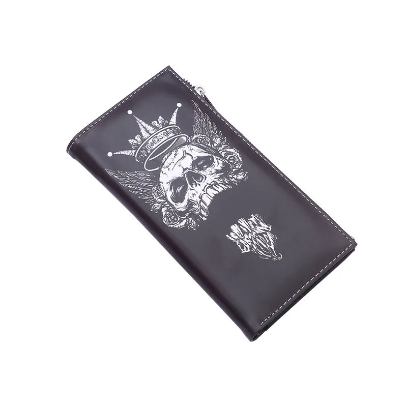unisex skull pvc zipper buckle wallets