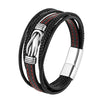 New Multi-Layer Woven Leather Bracelet Men's Cowhide Leather Stainless Steel Leather Rope Bracelet L20268