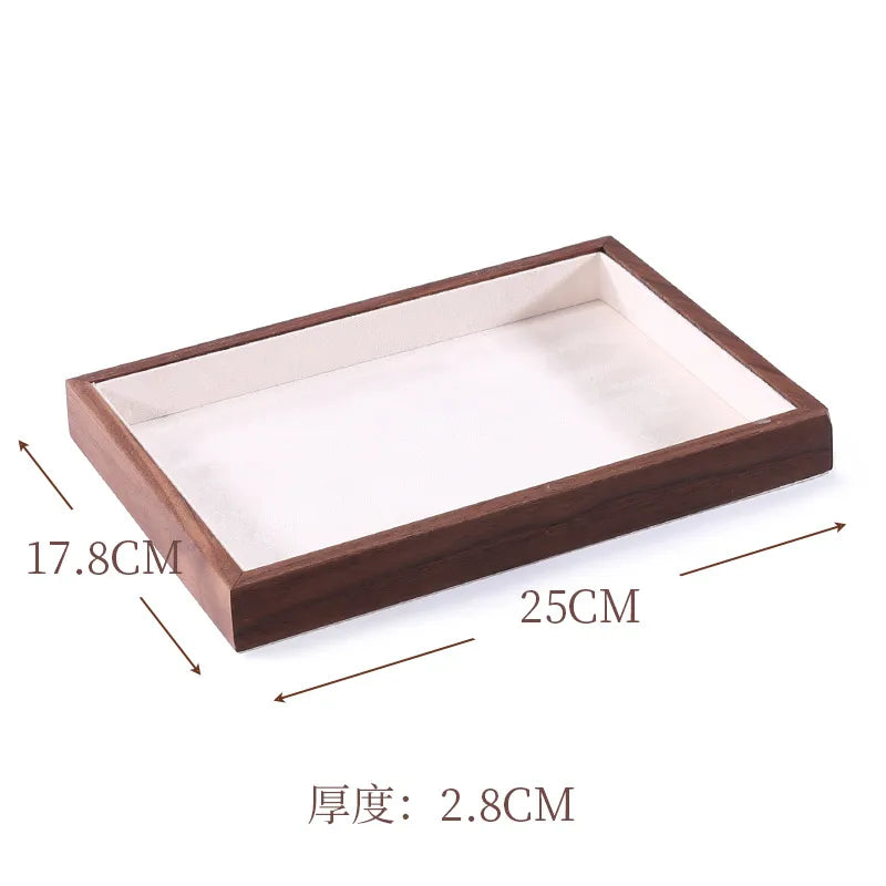 Walnut High-End Jewelry Display Tray Ring Showcase Jewelry Props Accessory Display Plate Luxury Sensation Wooden Tray