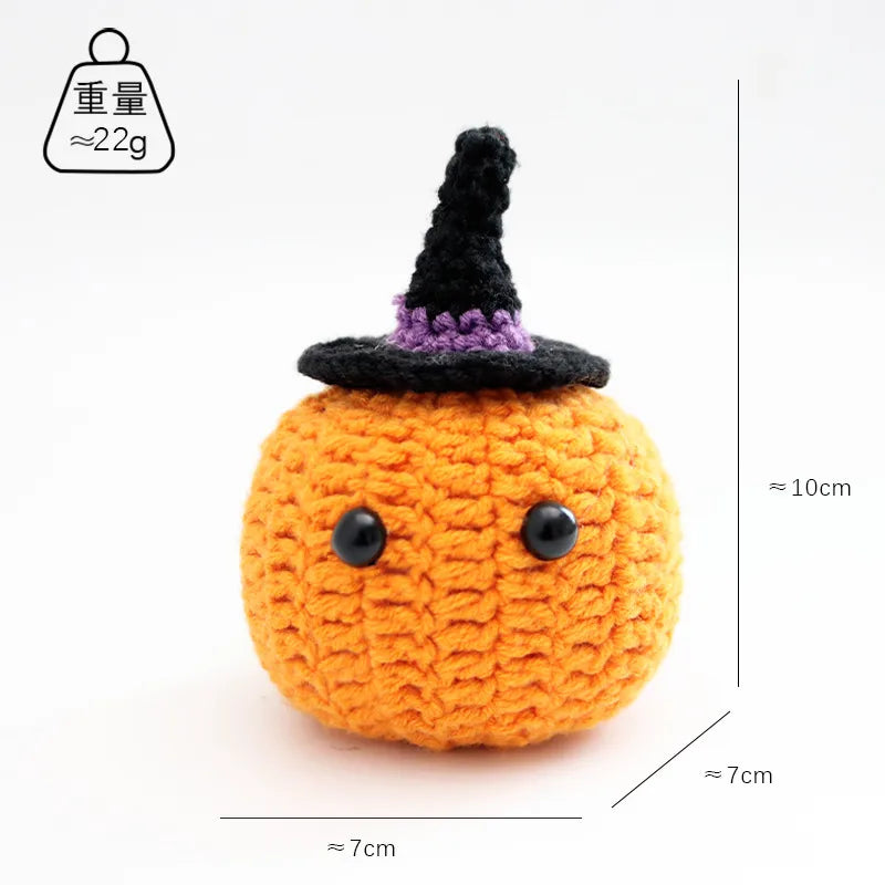 Handmade Crochet Halloween Doll Finished Product Positive Energy Yarn Toy Soft Plushie Stuffed Animal Hug Card Gift