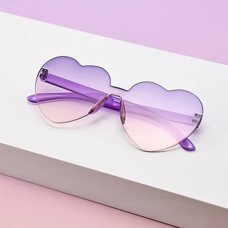 Novelty Modern Style Heart Shape Pc Gradient Tinted Lenses Special-Shaped Mirror Full Frame Kids Sunglasses