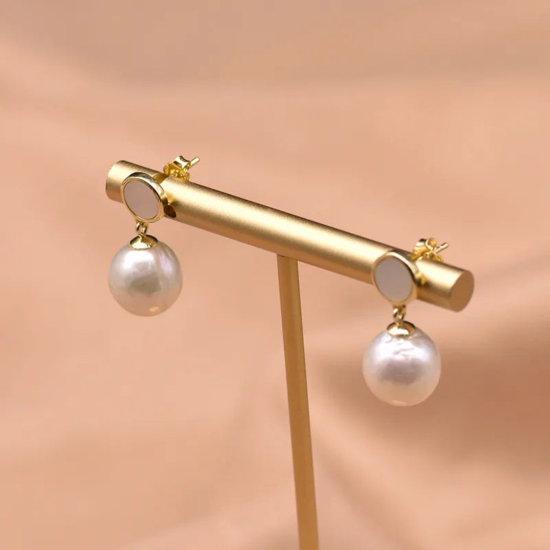 Live broadcast  natural pearl earrings high-grade earrings s925 silver needle women's design natural freshwater real pearl