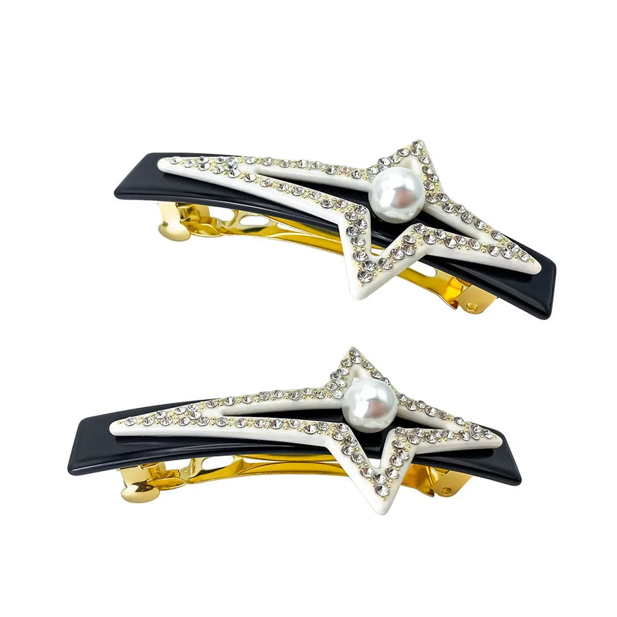 Elegant Pearl Hair Clip With Crystals Creative Star Fragments For Women Simple Fashionable Acetate Fiber Hair Accessories