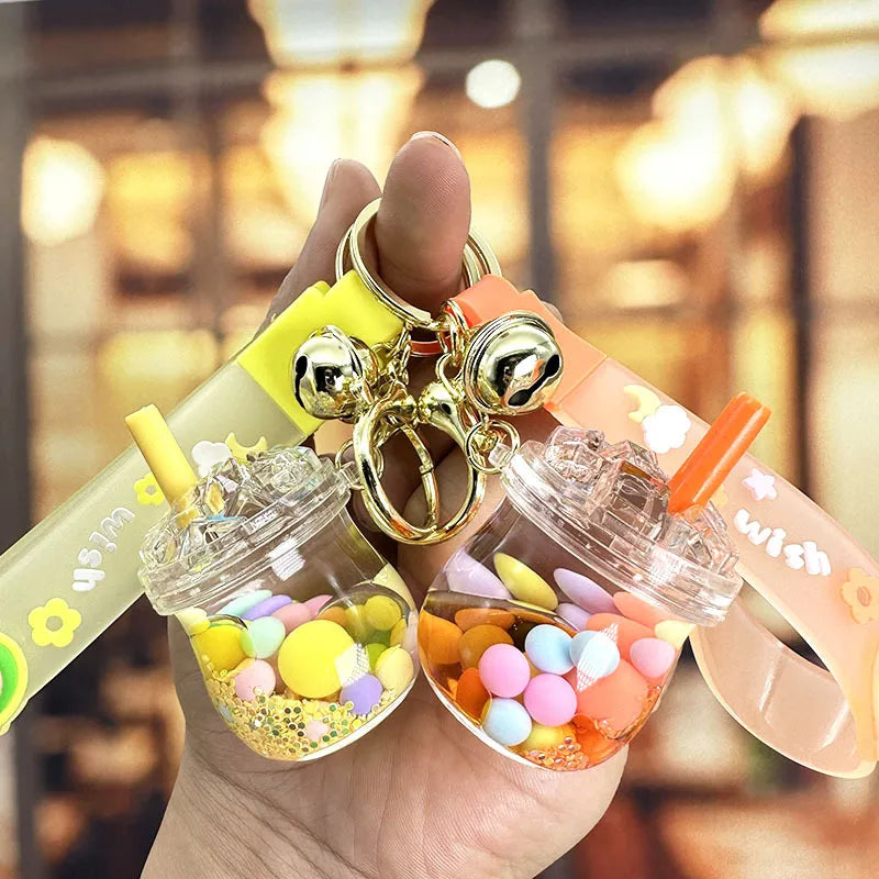 cartoon style cute cup arylic women's bag pendant keychain
