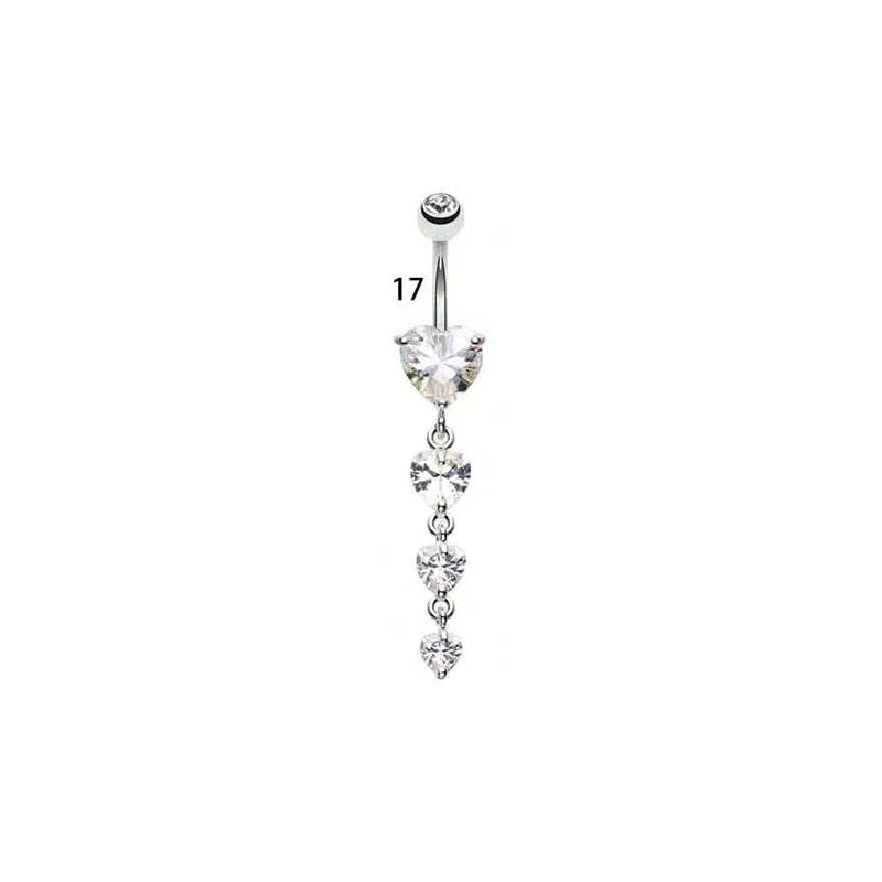 1 Piece Belly Rings Simple Style Classic Style Solid Color 304 Stainless Steel Inlay Zircon Belly Rings