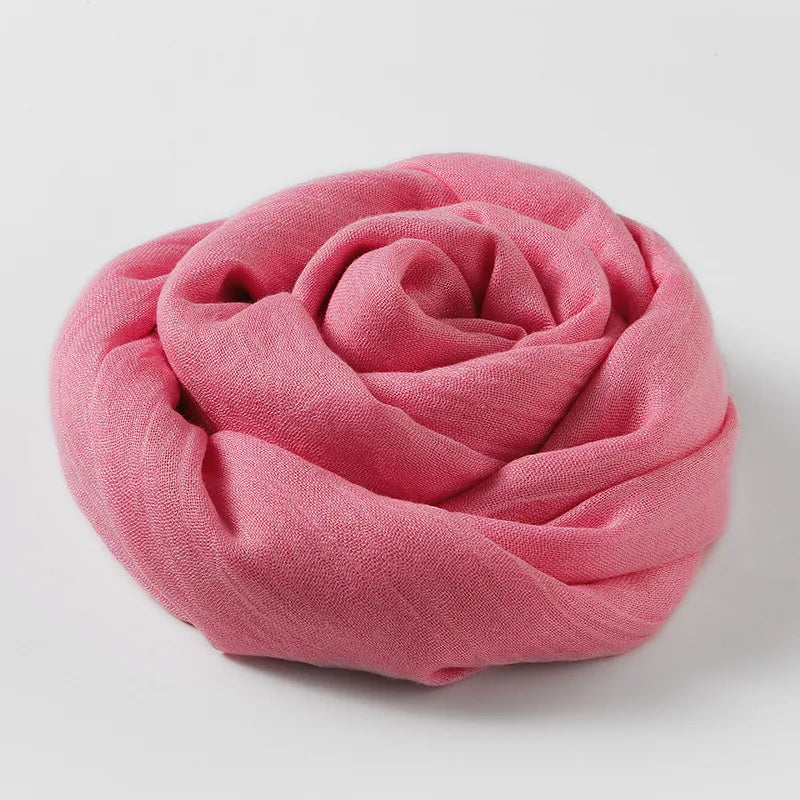 women's simple style solid color cotton and linen silk scarves