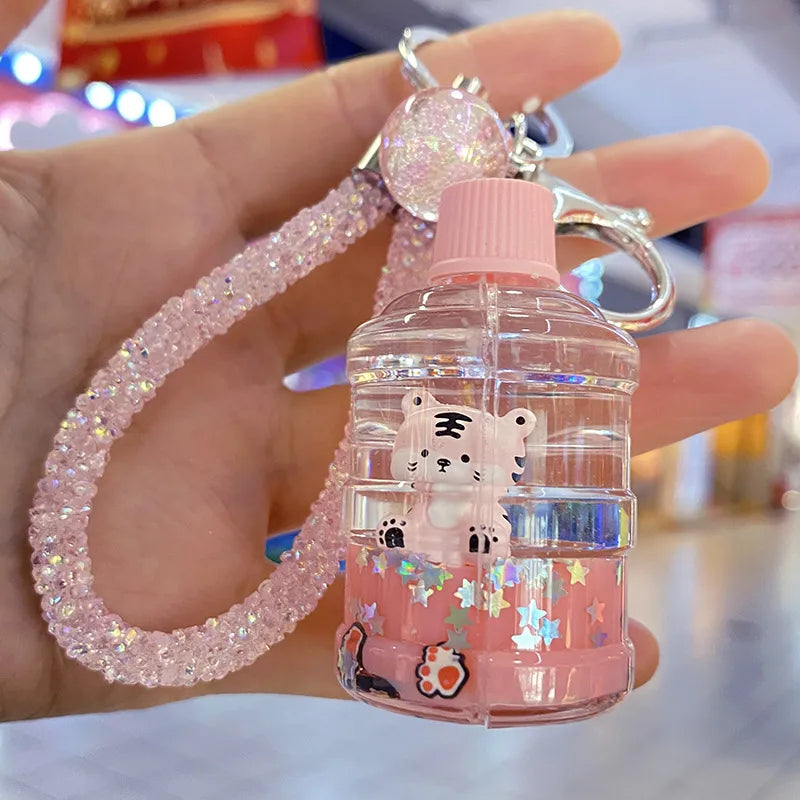 cute tiger arylic unisex bag pendant keychain