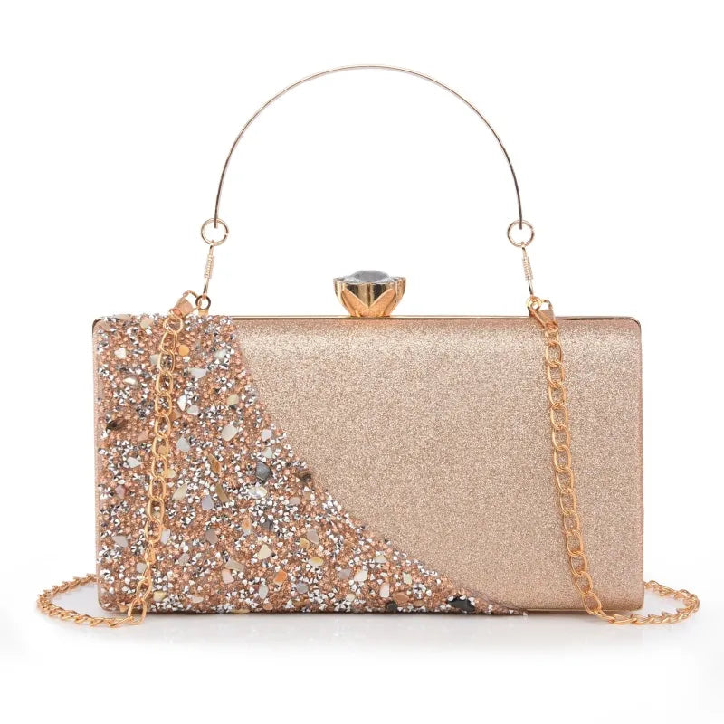 Explosions  New Rhinestone-encrusted Evening Bag High-grade Texture Evening Dress Clutch Bag Chain Shoulder Bag