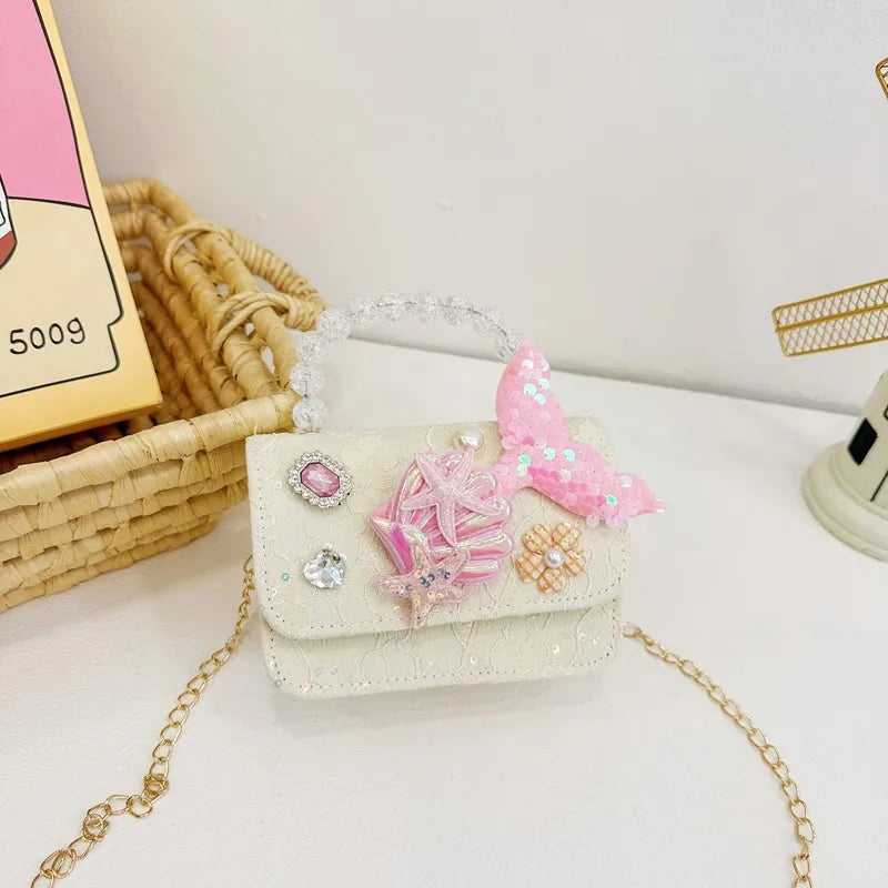 Children's Pearl Handbag  New Children's Bag Girls' Crossbody Bag Princess Accessories Bag  Style Shoulder Bag