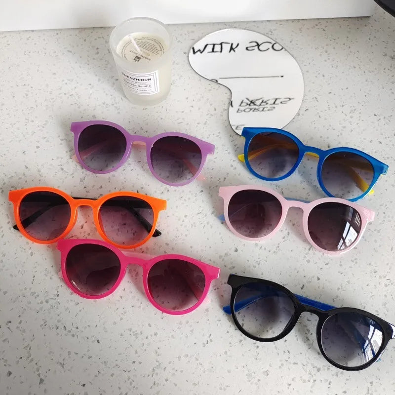 Simple Style Classic Style Solid Color UV400 Protection Resin Round Frame Full Frame Kids Sunglasses