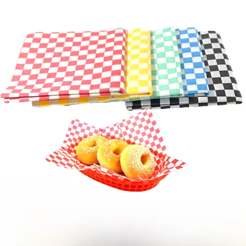 Factory Wholesale Plaid Printing Oil-proof Paper Hamburger Paper Bread Cushion Paper Dining Plate Cushion Paper Sandwich Wrapping Paper