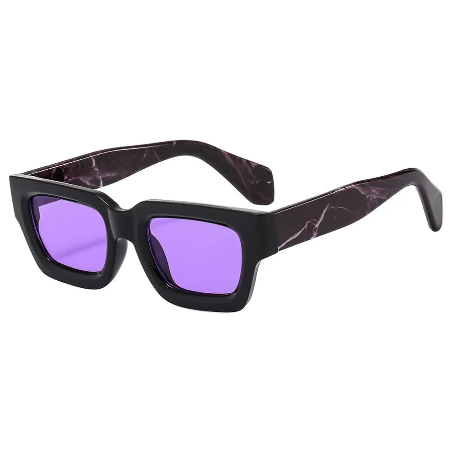 simple style color block leopard pc square full frame men's sunglasses
