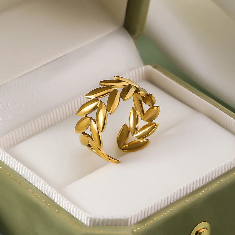 Wholesale Jewelry IG Style Elegant Retro Geometric Leaf Heart Shape 304 Stainless Steel Plating Open Rings