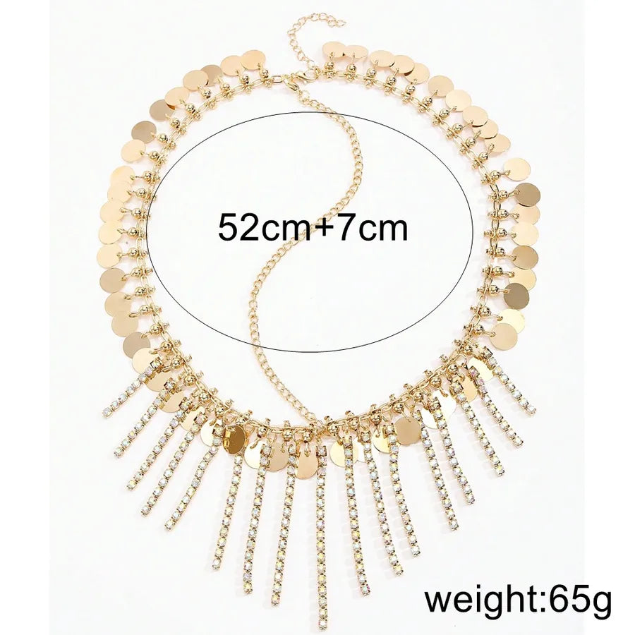 Gold Sequin Round Piece Bead Tassel Bridal Headwear Women's Party Wedding Accessories Geometric Pattern Alloy Hairband