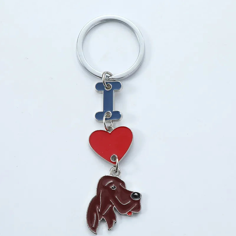 1 Piece Cute Letter Dog Heart Shape Zinc alloy Unisex Slip-on Keychain