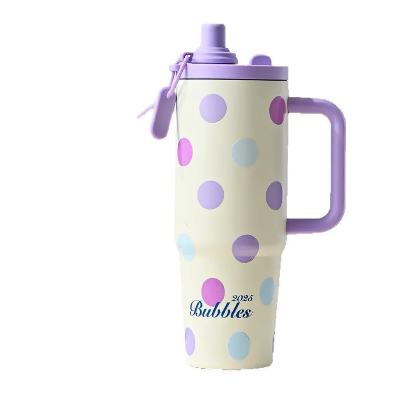 New Internet Celebrity Large Capacity Car Portable Cup Ice Heater Double Drink Design Stainless Steel Office Vacuum Cup Coffee Cup