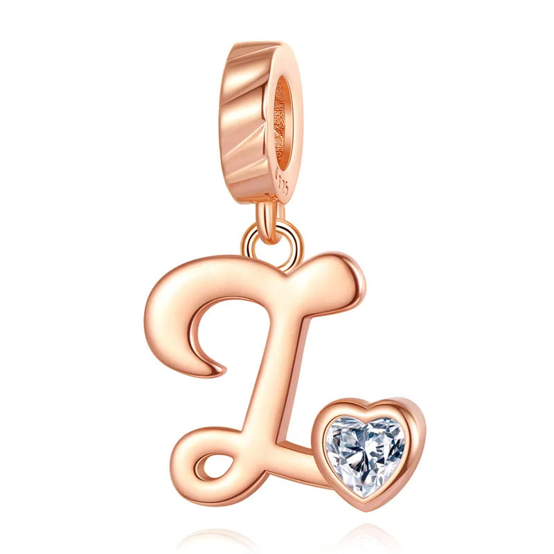 Ornament Letter Pendant S925 White Copper Rose Gold Necklace Pendant Diy Bracelet Charm Cross-Border Hot Sale Accessories