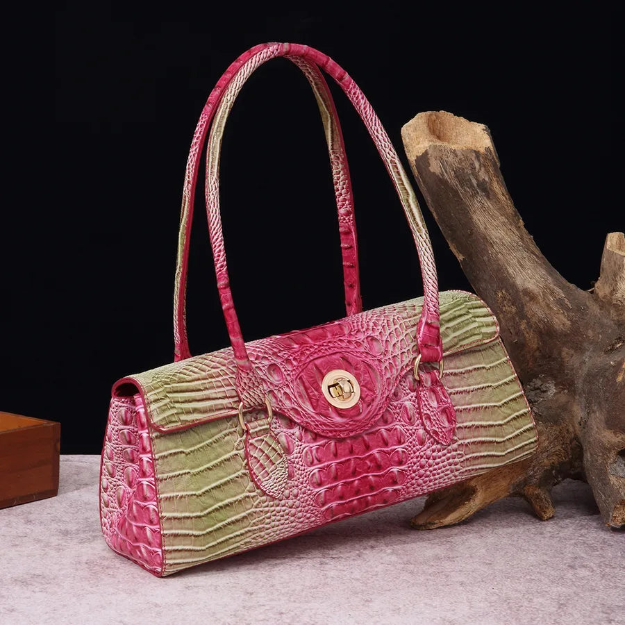 Women's Large Pu Leather Geometric Basic Vintage Style Square Lock clasp Handbag