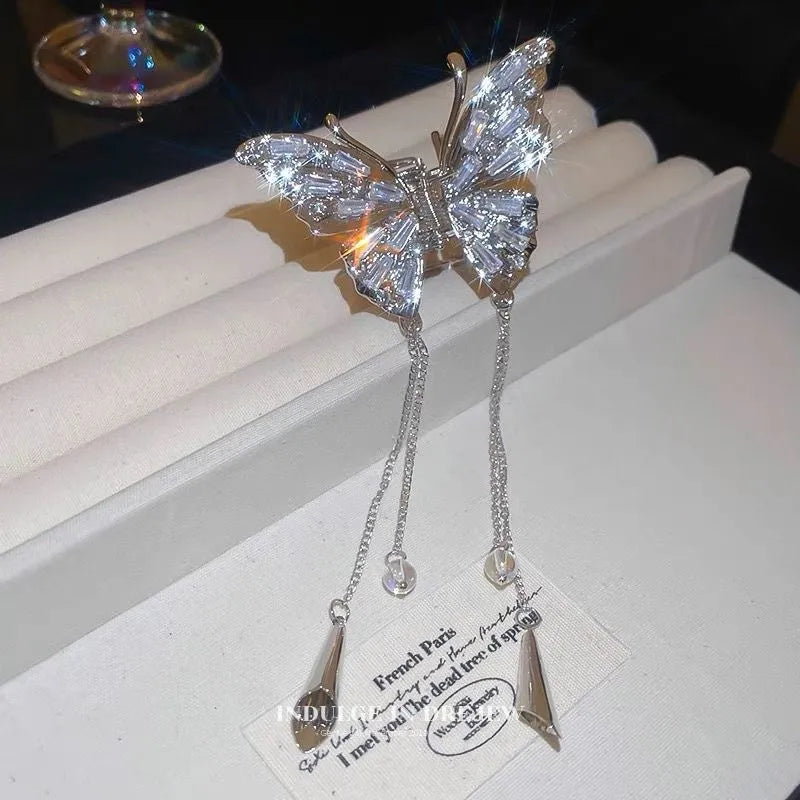 Alloy butterfly hairpin Korean high-end sense exquisite pearl tassel hair accessories half hair clip women's headdress wholesale