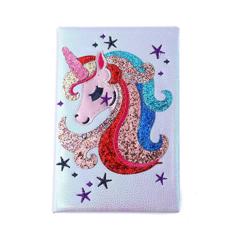 Adorable Cartoon  And Rabbit Handmade Notebook Journal For Kids And Teenage Girls Sparkling Memo Book Simple Style