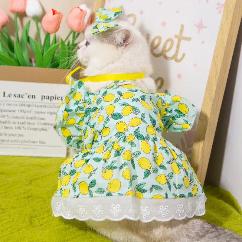 cute cotton flower bow knot pet clothing