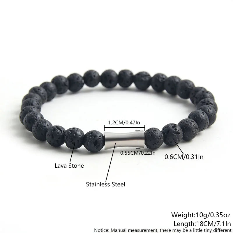 304 Stainless Steel natural stone Simple Style Commute Beaded Handmade Round Bracelets