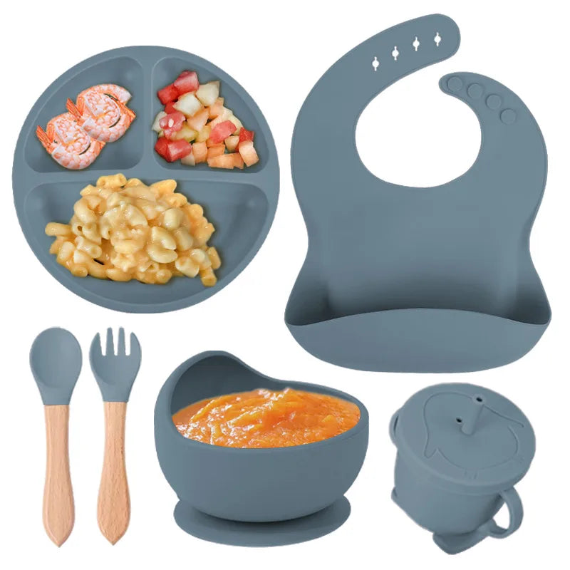 casual solid color silica gel tableware 1 set