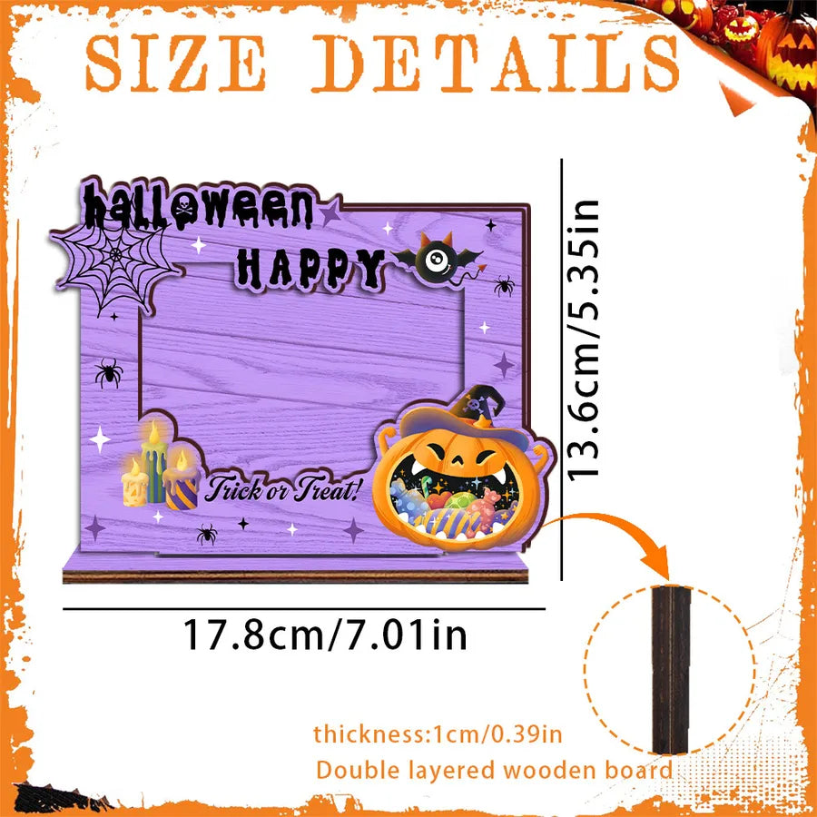 Halloween Wooden Picture Frame Decorative Ornaments Thick Festival Atmosphere Birthday Photo Album Woodcraft Simple Style