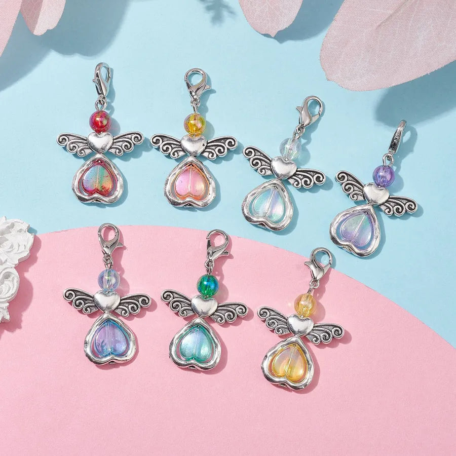 Cute Sweet Simple Style Angel Butterfly Alloy Glass Bag Pendant Keychain