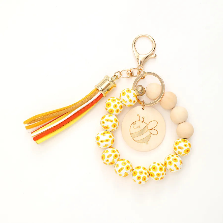 Casual Vacation Simple Style Color Block Wood Beaded Keychain