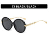 women's retro color block resin round frame full frame sunglasses