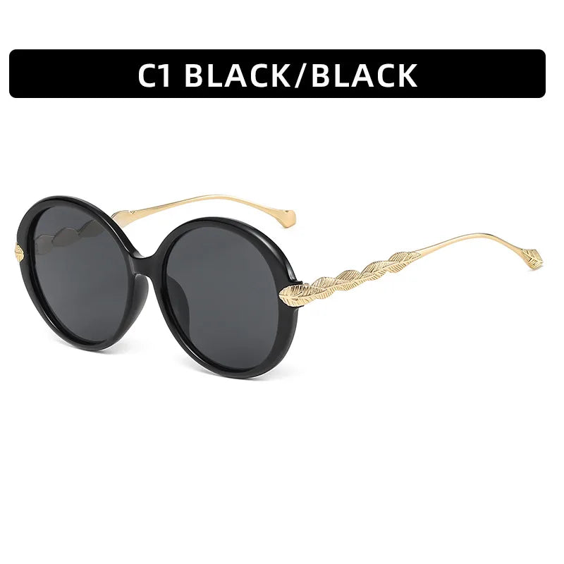 women's retro color block resin round frame full frame sunglasses