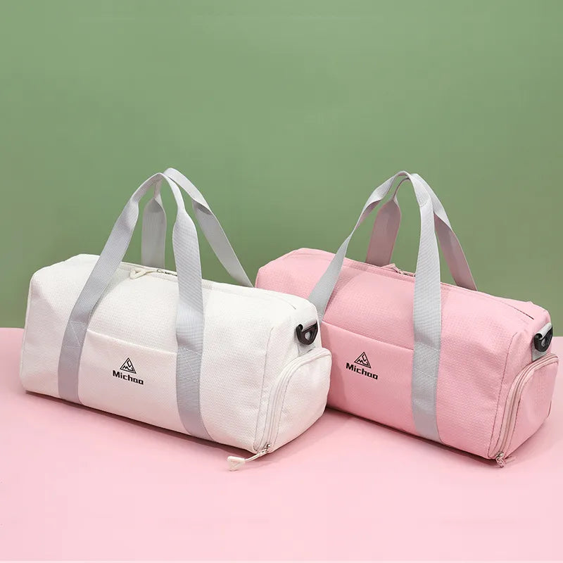 Women's Large Nylon Letter Solid Color Basic Classic Style Cylindrical Zipper travel bag