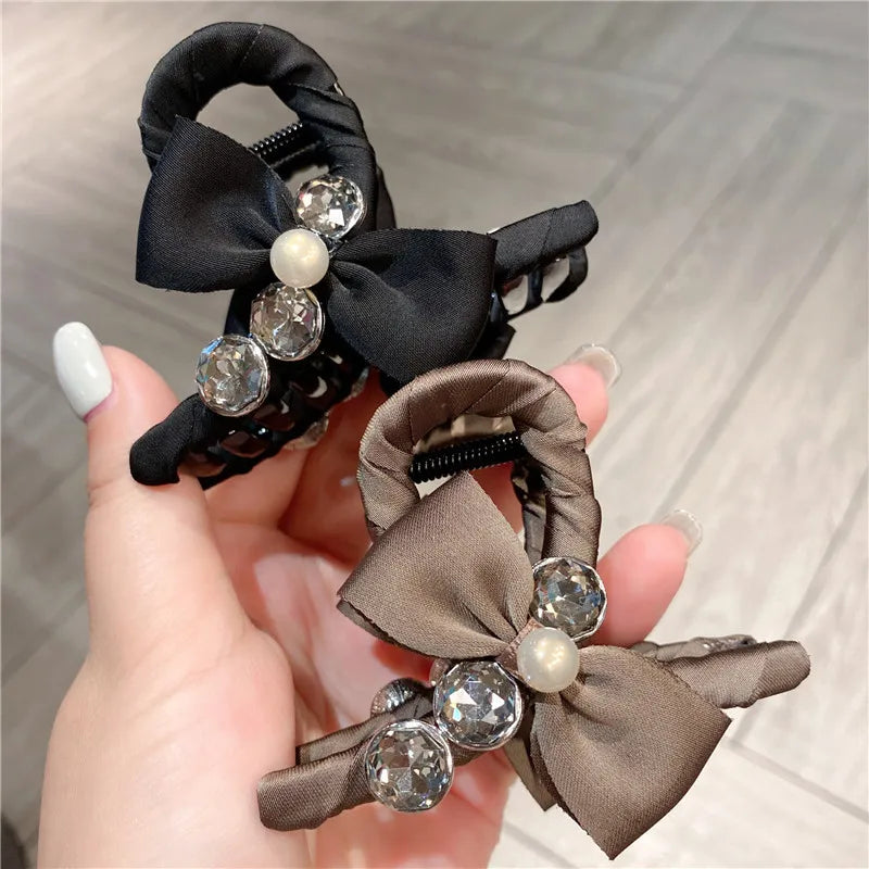 New Style Sweet Forest System Hair Clip Super Fairy Fabric Butterfly Knot Simple Back Of Head Bun Clip Casual Fashion Women Claw Hair Clip