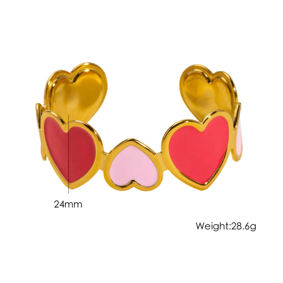 Modern Style Sweet Heart Shape 304 Stainless Steel Bangle In Bulk