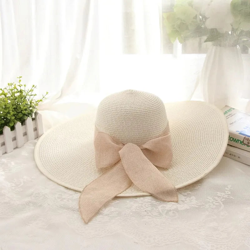 Women's Vacation Modern Style Bow Knot Big Eaves Straw Hat