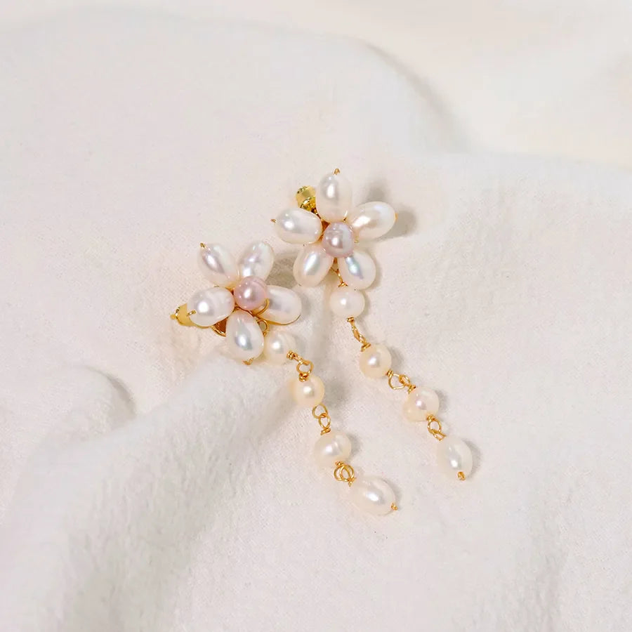 Live broadcast  natural pearl earrings high-grade earrings s925 silver needle women's design natural freshwater real pearl